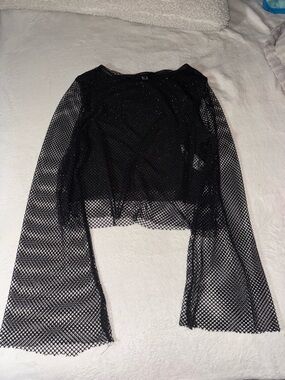 Forever 21 Black Sheer Polka Dot Mesh Top